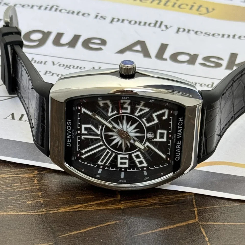 Premium Analog Quartz Movement Curvex Shape Dial Date Display Straps Watch