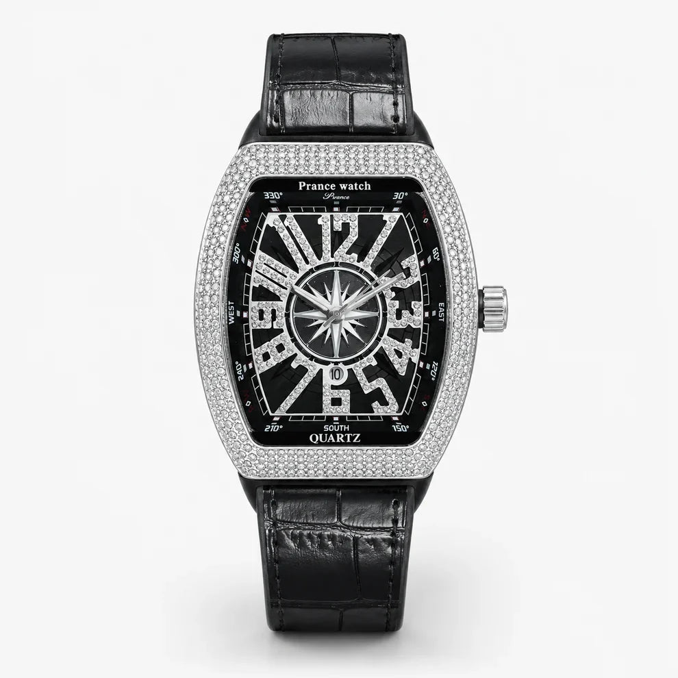 Men's Luxury Skull Face Quartz Watch with Leather Strap