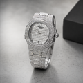 Iced Silver Luxury Watch – Full Crystal Edition