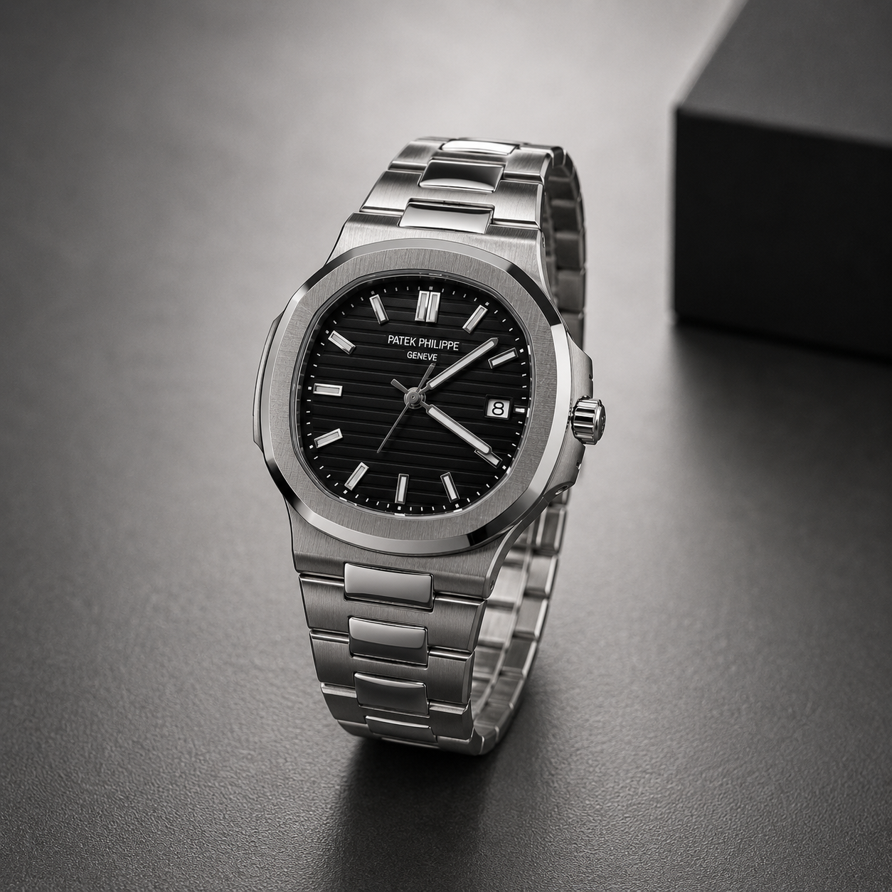 Luxury Black Dial Stainless Steel Watch – Silver Edition