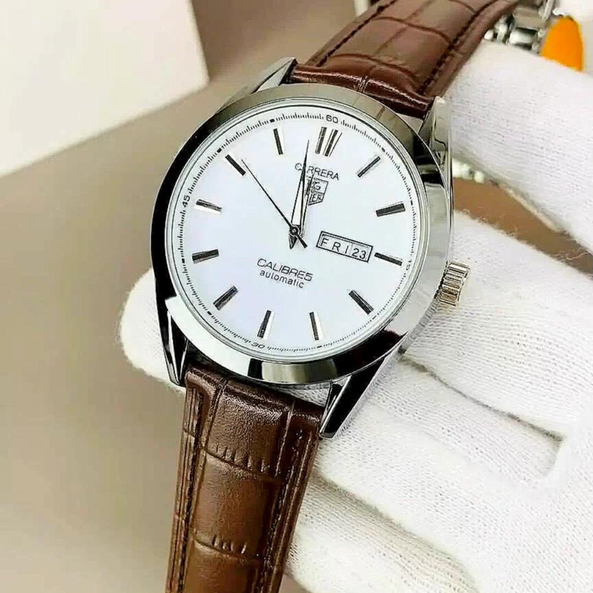 Classic Black Dial Automatic Watch – Leather Strap